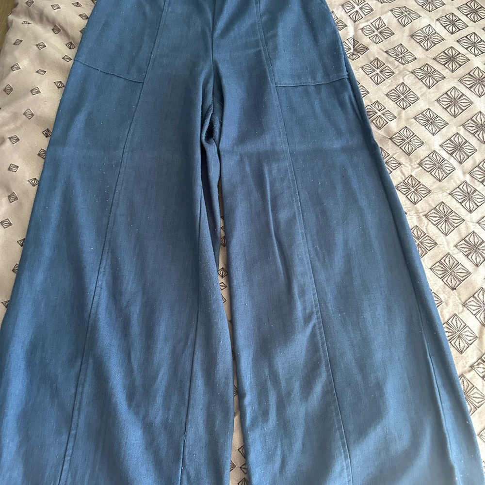 Scully Navy Elastic-Waist Button Front Skirt